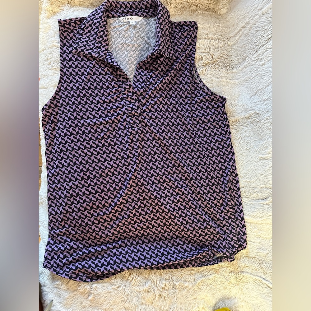 Cleo Black and Purple Patterned Tank Top
